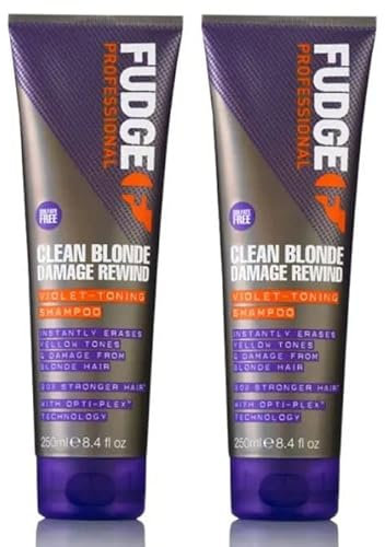 Fudge DOUBLE Clean Blonde Damage Rewind Purple Violet Toning & Repair Shampoo 250ml