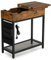 COSTWAY Beistelltisch mit Ladestation, Nachttisch Holz, Sofatisch mit USB-Anschlüssen, Flip Top Tisch, inkl. Stofftasche, 3 Ebenen Beistelltisch schmal, Metallrahmen, Vintage