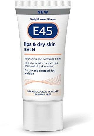 E45 Lips & Dry Skin Lip Balm - Moisturising Natural Lip Balm for Dry & Cracked Lips and Skin - Hydrating and Nourishing Lips Balm with Vitamin E - E45 Cream Lipbalm for Chapped Lips - 30ml