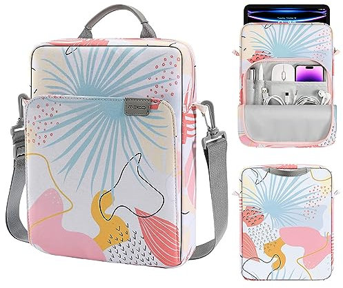 MoKo 9-11 Inch Tablet Sleeve Bag Handle Carrying Case with Shoulder Strap Fits 11inch iPad Air M3, iPad A16 2025, iPadPro M4/Air M2 5/4th 10.9, Tab S8/S9 11, Tropical Leaf