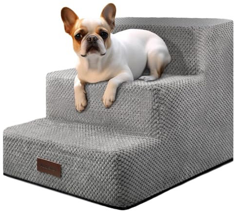 Marchepieds pour Petit Chien, escalier pour Chien de Petite Taille, escalier antidérapant pour Petits Chiens et Chats, escalier de lit pour Chien, Gris, 3/4/5 marches