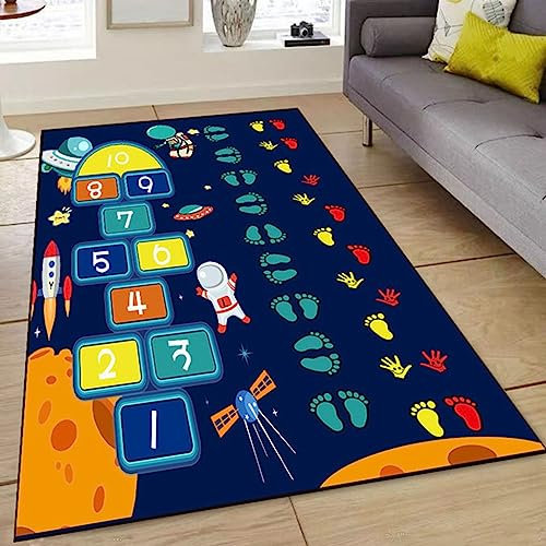 Spielteppiche für Kinder, rutschfester Teppich im Hopscotch-Design, Cartoon-Spielmatten für Schlafzimmer im Freien, Krabbelmatte aus weichem Kristallfleece für Mädchen und Jungen ( Color : C , Size :