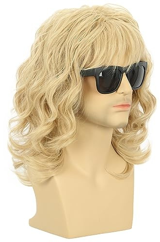 Karlery California 70s 80s Rocker Wig Men Women Long Curly Blonde