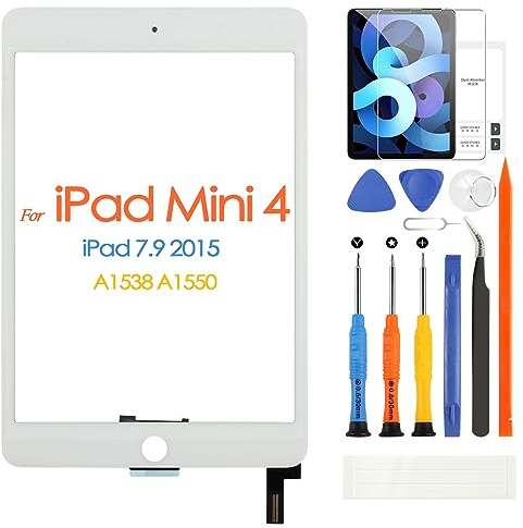 Schermo di ricambio per iPad Mini 4 Touch Screen Digitizer per iPad Mini 4 A1538 A1550 Touchscreen pannello in vetro e strumenti di riparazione (senza tasto Home, non schermo LCD)