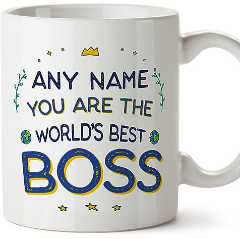MUGFFINS Tazas Personalizadas para JEFA - En Inglés - World's Best - 11 oz / 330 ml - Regalo Personalizable original y divertido