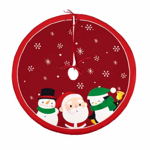 SHTGOI Falda de árbol de Navidad roja con diseño de copo de nieve feliz de Navidad, alfombra redonda para árbol de Navidad, fiesta, hogar, decoración de árbol de Navidad, 70 cm