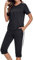 Aottori Damen Jogginganzug Set Trainingsanzug Zweiteiler Frauen Sport Anzug Polyester Freizeitanzug Sporthose S-XXL Schwarz M