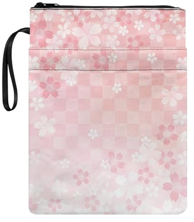 Xoenoiee Custodia per libri con motivo a mosaico con fiori di ciliegio, per amanti dei libri, copertine per libri con cerniera, tessuto lavabile per adolescenti, adulti, amanti dei libri, insegnanti,