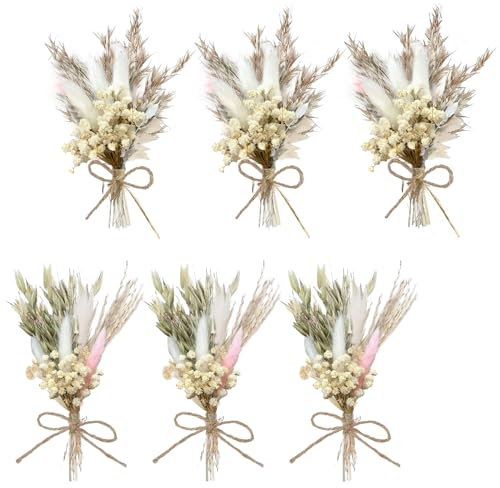 Lithyc 6 Pieces Mini Bouquet Fleurs SéChéEs, Petit Fleur Sechees Decoration,Fleurs SéChéEs Bouquet, Fleurs SéChéEs Artisanales pour Cadre Photo, Parfait pour Les DéCorations De Mariage DIY
