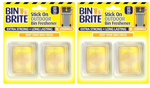 Bin Brite Stick On Outdoor Bin Freshener Citronella 2pk x 2 (4 Fresheners) - Extra Strong & Long Lasting Bin Freshener and Odour Eliminator, Repels Bugs - Bundle by Great British Home