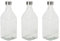 Acan Tradineur - Pack de 3 botellas de vidrio cuadradas con tapón de acero, cierre de rosca, agua, leche, batidos, zumos, licuados de verduras, salsas, frigorífico - 1 litro