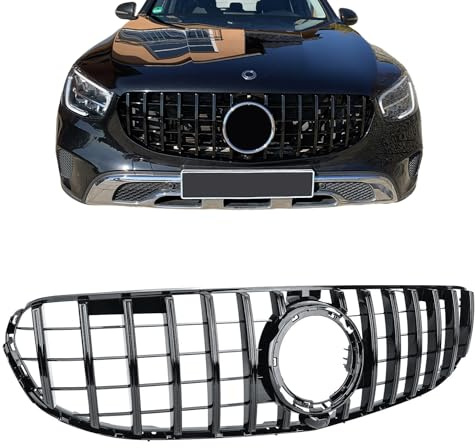 Calandra Mittelgrill, schwarz, glänzend, kompatibel mit Mercedes GLC/GLC Coupe | X253 | 2019-2022 (Facelift) Kühlergrill Mitte Stoßstange vorne