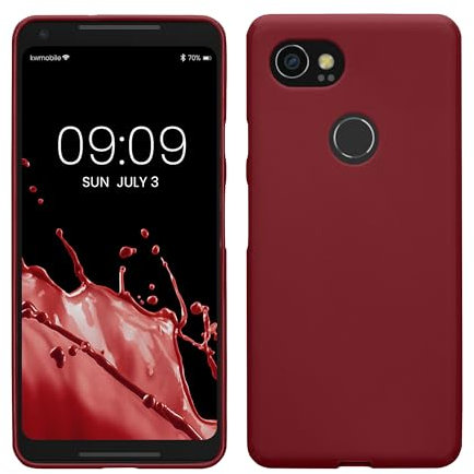 kwmobile Funda para Google Pixel 2 XL Carcasa - Ultrafina de TPU y Silicona con Bordes elevados anticaídas - Violeta Burdeos