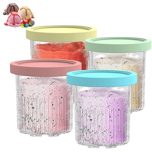 CFITANK Ninja Creami - Cubo de helados (4 reglamentos para helados, con tapas para Ninja Creami NC501/NC500, sin BPA, lavable en lavavajillas (sin cuchara)