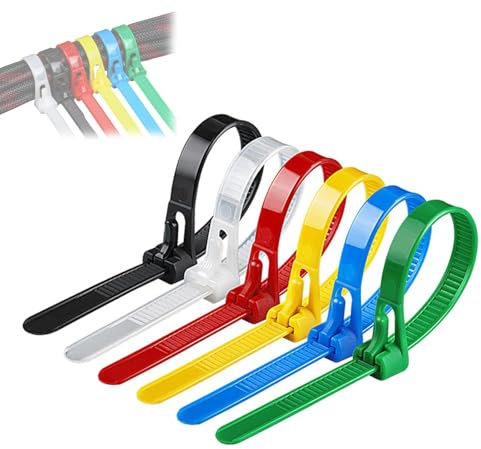 100Pcs Buckle Self-Locking Premium Nylon Cable Wire Ties Adjustable Straps Fastening Loop Reusable Plastic Nylon Cable Ties (Multicolor,8x150mm)