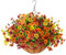 ZFProcess Artificial Fake Fall Hanging Plants Flowers Basket, Faux Silk Daisy in Planter Realistic UV Resistant for Outside Home Patio Balcony Yard Autumn Outdoor Decoration (Orange Brown Yellow)