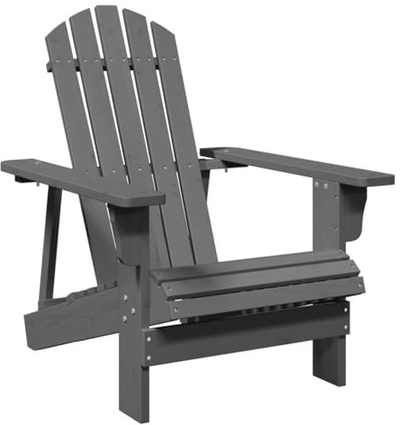 vidaXL Adirondack-Stuhl Grau 69x85x90,5 cm Massivholz Tanne, Adirondack-Sessel, Adirondack Gartensessel, Liegestuhl, Adirondack Gartenstuhl, Lehnstuhl
