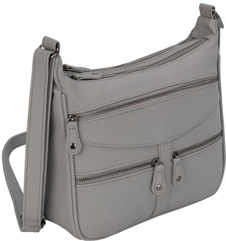 EAAKIE Damen Tasche, Schultertasche, Handtasche, Umhängetasche mit Leder Optik und vielen Fächern