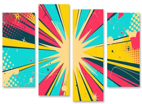 islandburner Bild auf Leinwand Pastellfarbene abstrakte Comic Vorlage im Pop Art Stil Bilder Wandbilder Poster