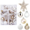 30 Stück Mini Weihnachtsdeko Kugeln Set, Weihnachtsbaum Kugeln 3cm, Weihnachtsbaumkugeln Kunststoff, Gold und Weiß Kugeln, christbaumkugeln Set weihnachtlichen, für Weihnachtstbaum Deko