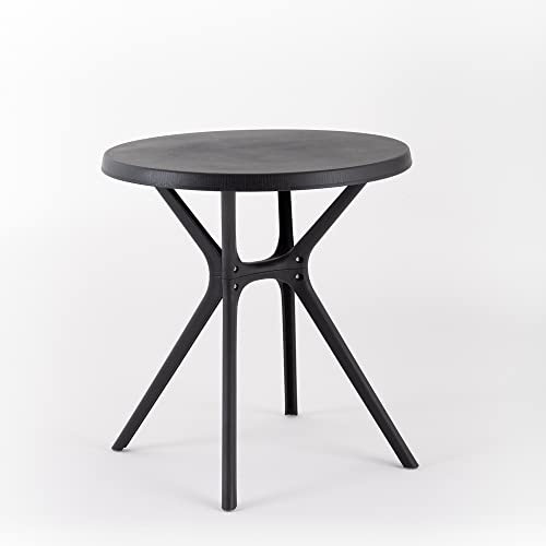 Ivan - Runder Tisch, 70 cm Durchmesser, aus Harz mit Glasfaser, modernes Design, geeignet für Innen- und Außenbereiche, geeignet für Bars, Restaurants, Eisdielen, Cafés (Anthrazit)
