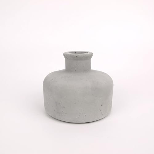 Handworkz | Wadah - mini Vase bauchig aus Beton | wasserdicht | für frische Blumen oder Trockenblumen nutzbar | auch als Kerzenständer für Stabkerzen geeignet | Made in Germany (Grau)
