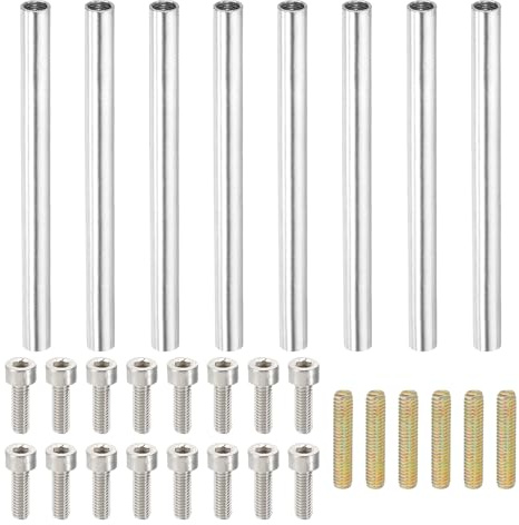 PATIKIL Kit Dadi Accoppiamento rotondo 60mm (2.4), Connettore Filettato M4 per Barre Hardware con Viti a Testa Esagonale per Lampade, Modelli Mobili Fai da Te Parti Riparazione
