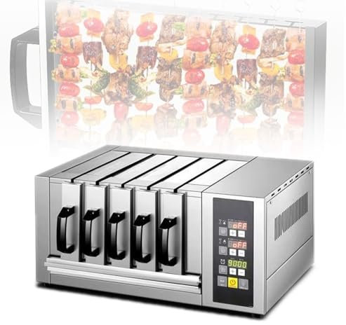 BDJSN 4200W Commercial Electric Skewers Oven, 5x10 Skewers Stainless Steel Smart Barbecue Grill With Oil Drain Pan, 0-400℃ Adjustable & 0-99min Timer, Roasting Oven for Snack Bar, Restaurant, Party