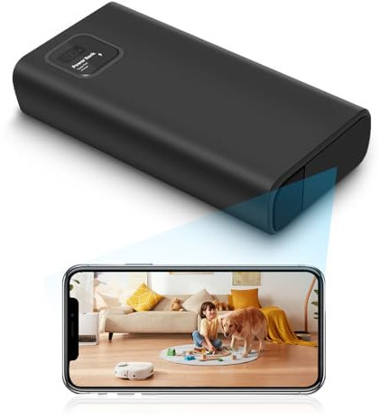 Zygnatek 2K HD Small Security Camera with Motion Detector, Power Bank with Night Vision Gravity Sensor, Loop Recording, 10,000mAh for Home Mini Camera with 64G SD Card, No App Required, No Audio