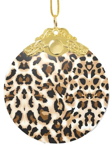 Leopard Runde Form Weihnachtsbaum Hängende Weihnachten Hängende Dekorationen mit Metallring