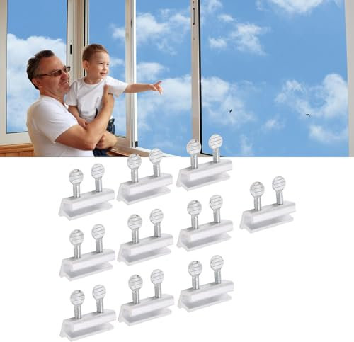 10 Cerraduras para Ventanas Correderas, Cerradura de Puerta Corredera Horizontal Vertical Ajustable a Prueba de Niños, para Seguridad