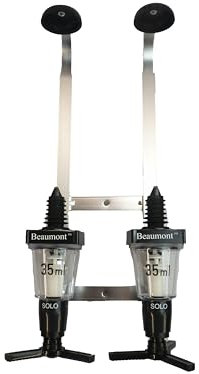 Thompson Cooper Ltd- Wall 2 Bottle Rack 70cl/1Litre Optic, Bar Home, Wall Mounted,2 Bottle Rack With Spirit Measures 2 x 35ml