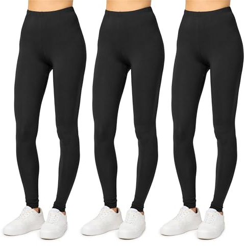 Merry Style Damen Lange Leggings aus Viskose MS10-143 (Schwarz/Schwarz/Schwarz, S)
