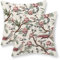 GOLIANDA Chinoiserie Kissenbezüge, 45,7 x 45,7 cm, 2 Stück, rosa und grün, Vogel, dekorative Kissenbezüge, Landhausstil, Outdoor-Kissenbezüge für Couch, Sofa