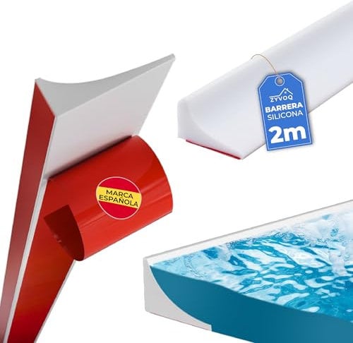 Perfil Silicona Ducha 2 METROS, Copete Encimera Cocina, Borde Plato de Ducha, Barrera de Agua Autoadhesiva, Barrera Agua baño, Goma Mampara Ducha, Embellecedor Encimera Cocina 30x15mm