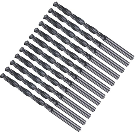 METALLIXITY 4.2mm Foret Hélicoïdal, 4241 Acier Rapide Tige Droite Nitruration Noire 118°, Mèche à Creuser pour Bois Plastique Fer Cuivre Aluminium Métal Mou, Forets à Métaux Acier Doux (12PCS)
