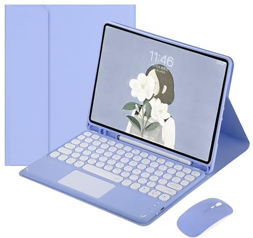 HLTOOP Custodia con Tastiera per Samsung Galaxy Tab A9 Plus da 11 Pollici, Tastiera Bluetooth Staccabile con Touchpad, Portapenne Integrato, Mouse per Tablet,Viola