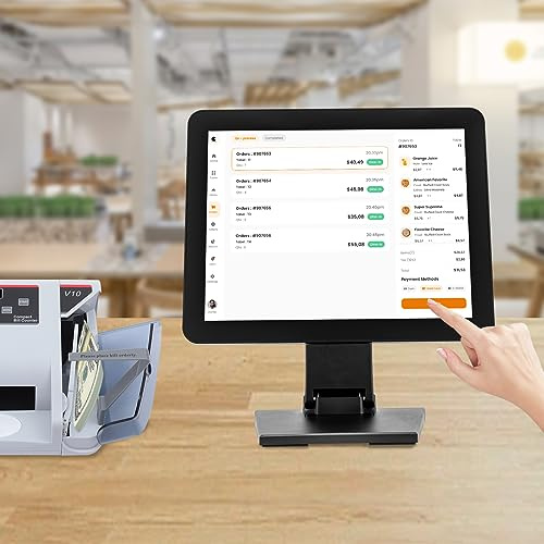 LOYEMAADE 15 Touchscreen Monitor 0-90° Verstellbar und klappbar PC Display Mit HDMI, VGA, USB,60-75Hz,Computer Touchscreen für Supermarkt,Catering,Bekleidungs