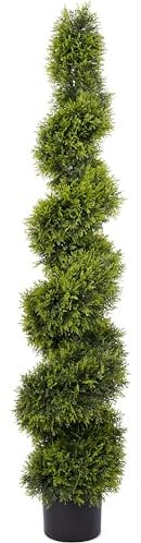 Best Artificial Cedar Spiral Conifer Topiary Trees UV Fade Protected - Suitable For Outdoor Use (5ft)