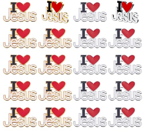 DICOSMETIC 20 Stück 2 Farben Ich Liebe Jesus Broschen Pin Religiöser Christlicher Emaille Anstecker Bibel Reversnadel Legierung Abzeichen Brosche Für Frauen Männer