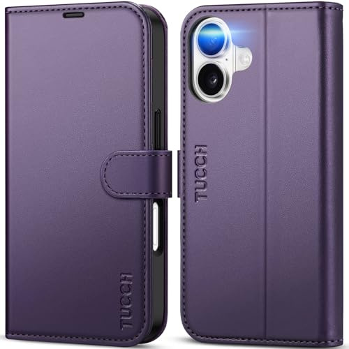 TUCCH Wallet Case with 4 Card Holders for iPhone 17 (6.3), Deep Purple | RFID Blocking, Viewing Stand, Shockproof TPU, Premium PU Leather, Magnetic Closure, Foldable Folio Flip Cover