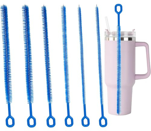 6 Pcs 12.4in Straw Cleaner Brush Extra Long, Water Bottle Straw Cleaner Brush Reusable Bendable Cleaning Accessories Apply to Water Bottle Sippy Cup Extra Long Straws Cleaning Brushes