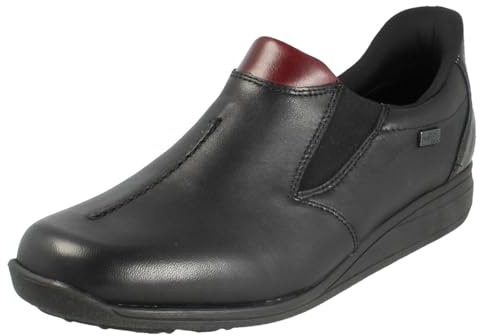 Rieker Ladies Tex Wide Fit Slip On Shoes 47253-00 - Black Leather - UK Size 6.5 - EU Size 40 - US Size 8.5