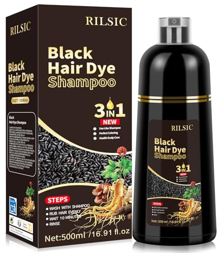 500ML Black Hair Dye Shampoo for Grey Hair Beard Coverage