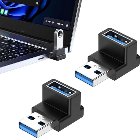 VTYTZZ 2 Pièces Adaptateur USB VersUsb 90 Degrés,AdaptateursUsb3.0,Coude USB,Adaptateurs USB,DoubleUsb,Coupleur d'angle, Convertisseur De Charge Rapide OTG,Connecteur USB,pour Phone Laptop Tablet