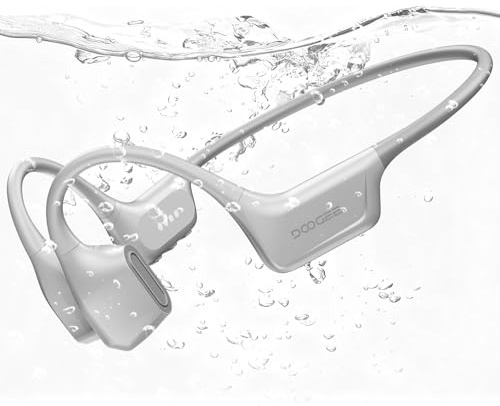 DOOGEE Cuffie a Conduzione Ossea Nuoto, 10H IP68 Impermeabili Sportivi Auricolari Conduzione Ossea 64GB MP3 Bluetooth 5.4 Nuoto, corsa e fitness,Grigio