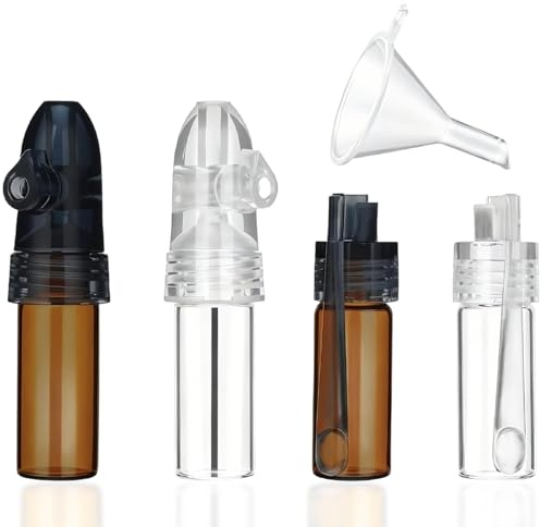 HSUYUN 4 Stück Gewürzpulver Dosierer, Dosierer Pulver 51 mm und 68 mm | Gewürzgläser Klein mit Löffel und Trichter, Tragbares Pulver Spender Dosierer , für Camping, Picknick und Reisen