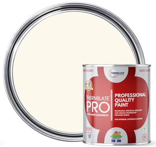 Thermilate PRO FLEX Interior & Exterior Paint - Professional Multi-Surface Paint & Primer for All Walls, Wood, Furniture, Kitchen Cupboards & Garden | All-in-One - Creamy White - 1L - Matt