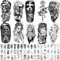 64 Temporäre Tätowierung für Männer oder Frauen, 10 große gefälschte Tattoos, die echt aussehen und 54 kleine schwarze Tattoos, 3D Temp Tattoo Armstulpen für Erwachsene