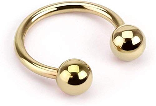 viva-adorno® Hufeisen Piercing Edelstahl Lippenpiercing Augenbrauenpiercing Z54, Gold, 1,2 x 6 x 3mm